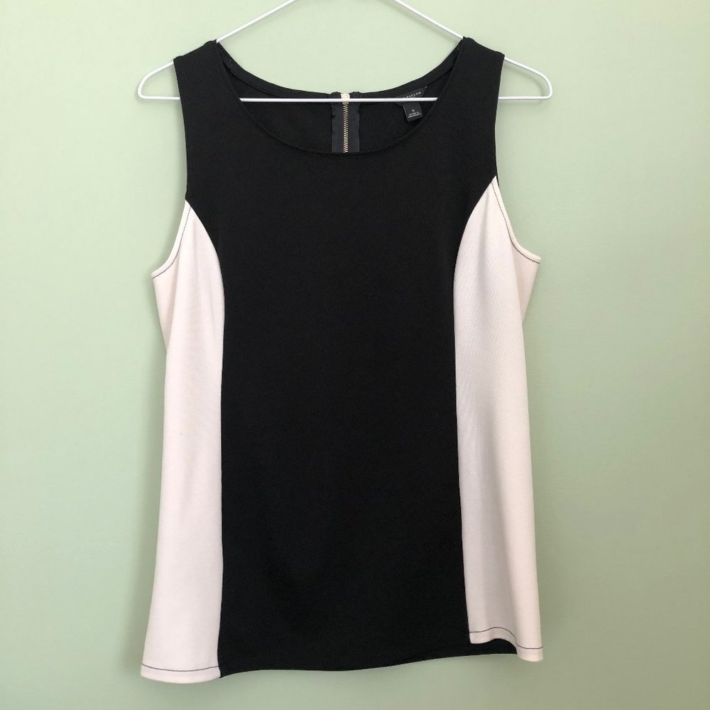 Ann Taylor Women Black & White Sleeveless Blouse